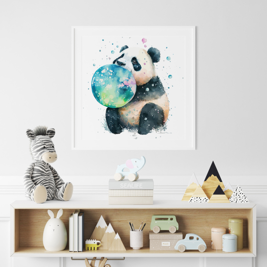Poster per Bambini - Panda bolla colorata