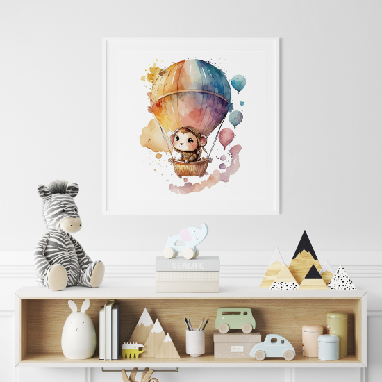 Poster per Bambini - Scimmia mongolfiera