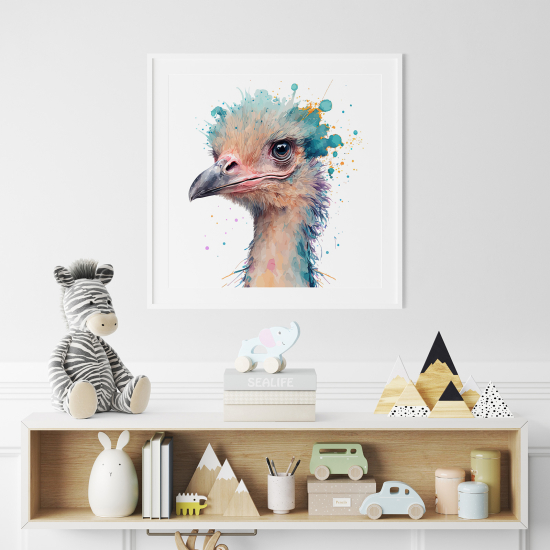 Poster per Bambini - Struzzo colorato