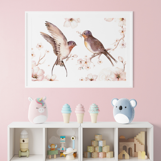 Poster per bambini - Uccelli sul ramo