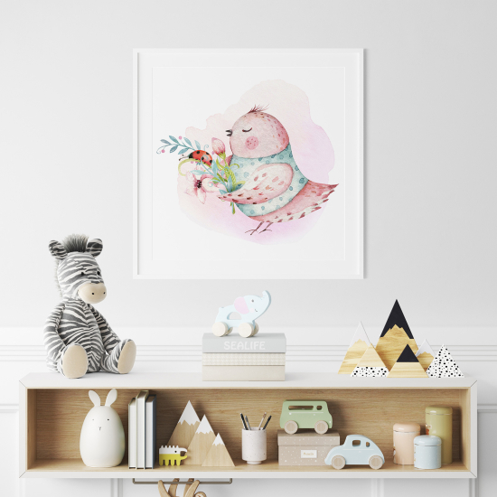 Poster per Bambini - Uccello Fiori