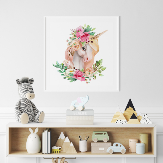 Poster per Bambini - Unicorno fiori