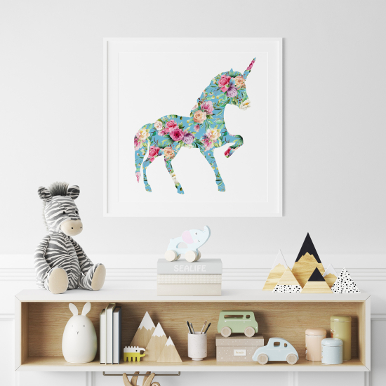 Poster per Bambini - Unicorno Floreale