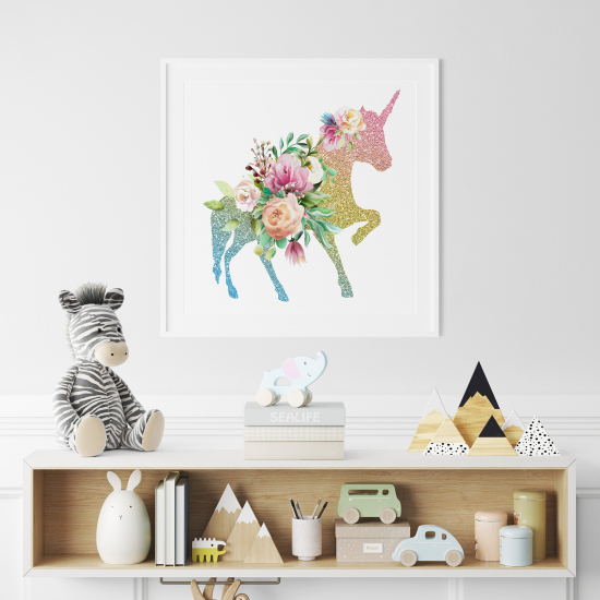 Poster per Bambini - Unicorno Floreale
