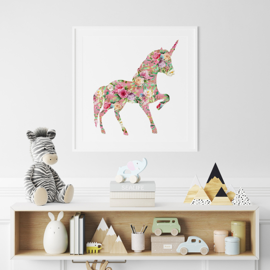 Poster per Bambini - Unicorno Floreale