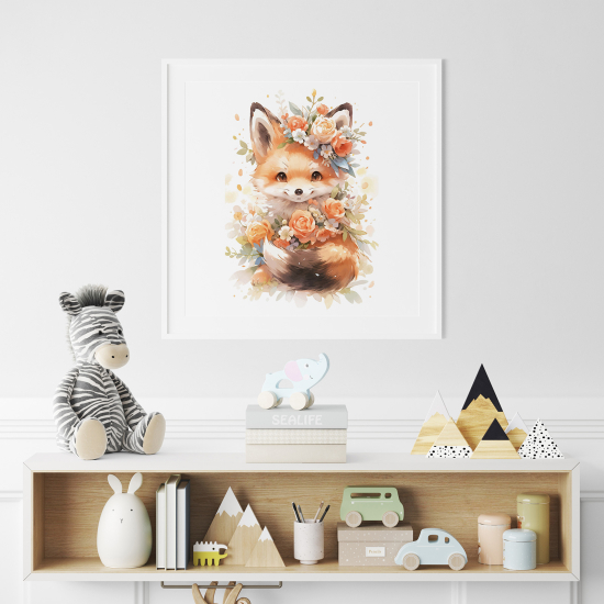 Poster per Bambini - Volpe fiori