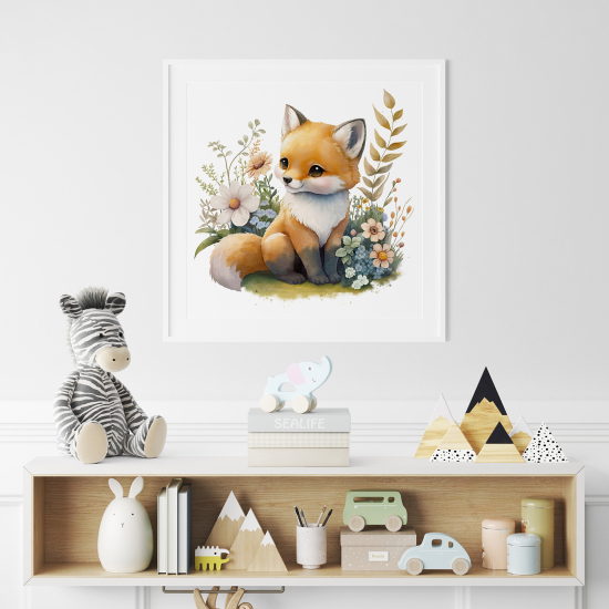 Poster per Bambini - Volpe fiori
