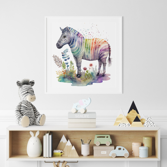 Poster per Bambini - Zebra colorata