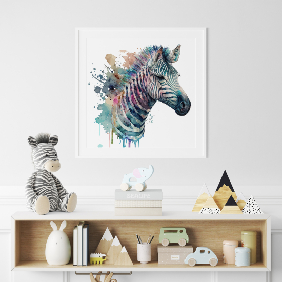 Poster per Bambini - Zebra colorata