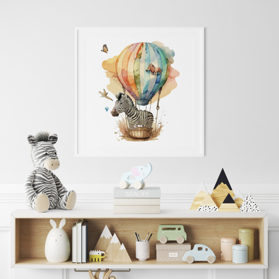 Poster per Bambini - Zebra mongolfiera