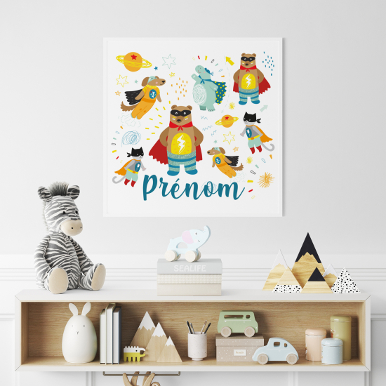 Poster personalizzato per bambini - Animali Super Eroi