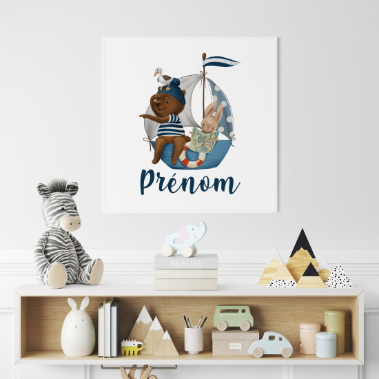 Poster personalizzato per bambini - Barca a vela Animali