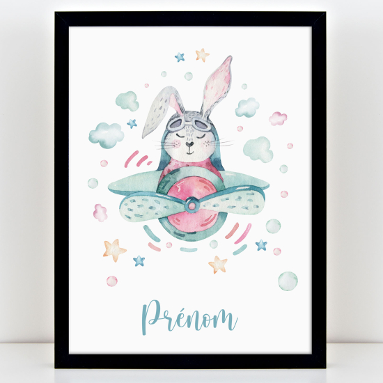 Poster personalizzato per bambini - Coniglio aereo