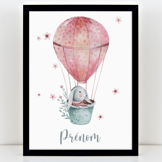 Poster personalizzato per bambini - Coniglio mongolfiera