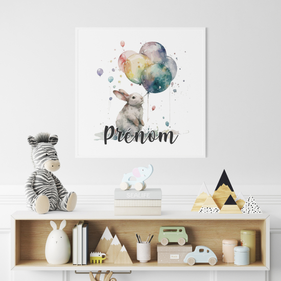 Poster personalizzato per bambini - Coniglio Palloncini