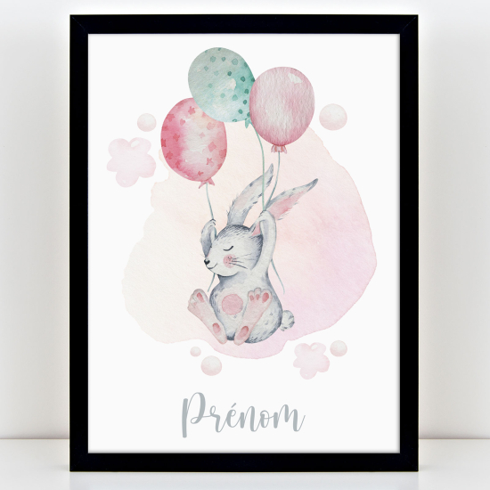 Poster personalizzato per bambini - Coniglio palloncini
