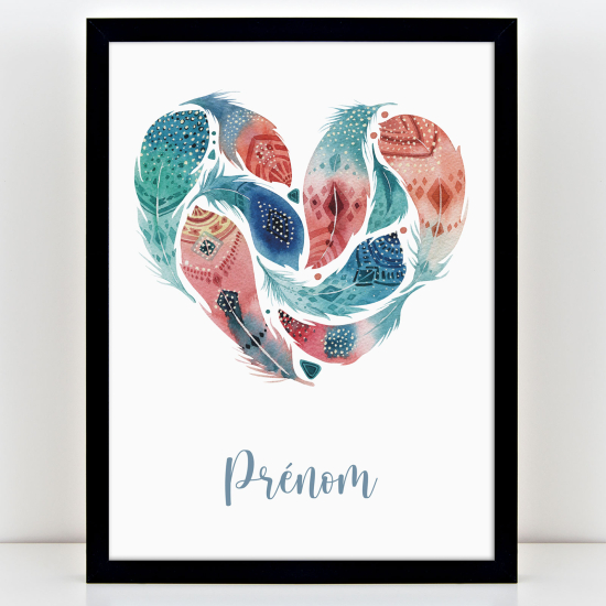 Poster personalizzato per bambini - Cuore piume