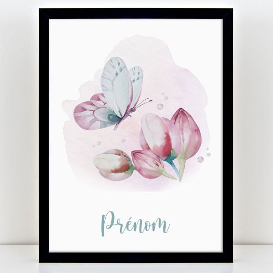 Poster personalizzato per bambini - Farfalla fiori
