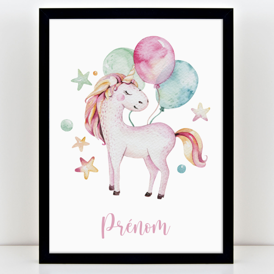 Poster personalizzato per bambini - Palloncini unicorno
