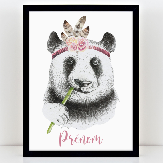 Poster personalizzato per bambini - Panda rosa