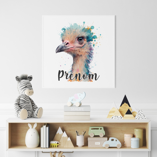 Poster personalizzato per bambini - Struzzo colorato