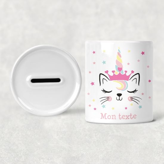 Salvadanaio per bambini personalizzato - Gatto Unicorno
