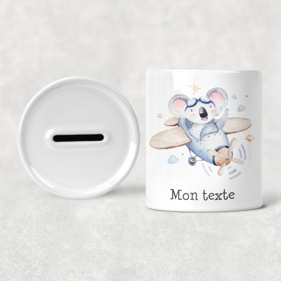 Salvadanaio per bambini personalizzato - Koala Aereo