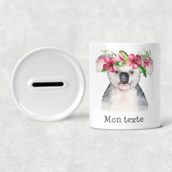Salvadanaio per bambini personalizzato - Koala Fiori