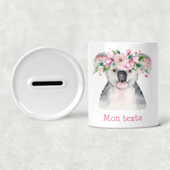 Salvadanaio per bambini personalizzato - Koala Fiori