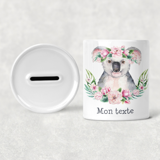 Salvadanaio per bambini personalizzato - Koala Fiori