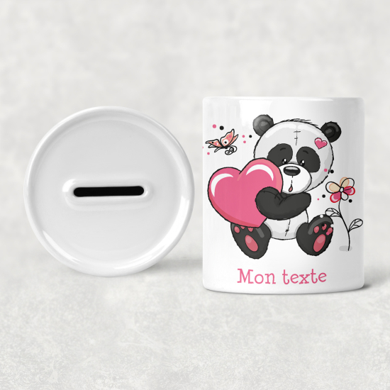 Salvadanaio per bambini personalizzato - Panda Cuore