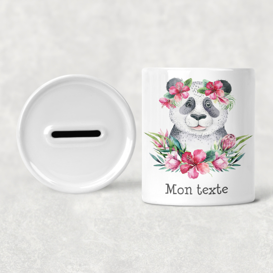 Salvadanaio per bambini personalizzato - Panda Fiori