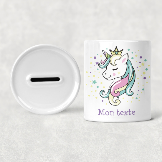 Salvadanaio per bambini personalizzato - Principessa Unicorno