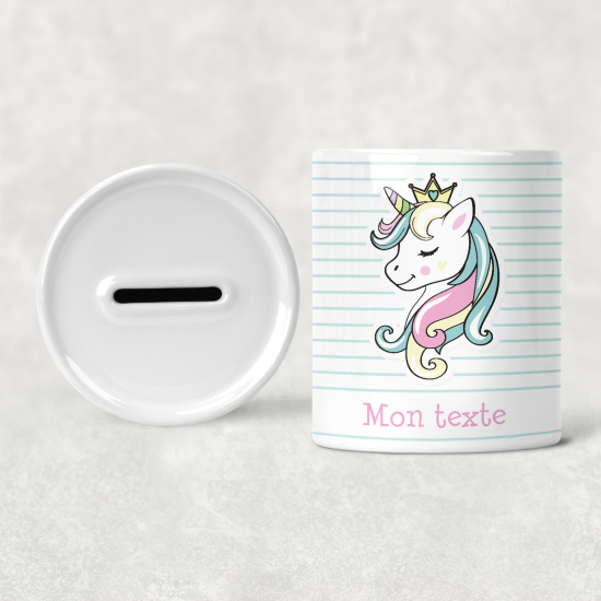 Salvadanaio per bambini personalizzato - Principessa Unicorno
