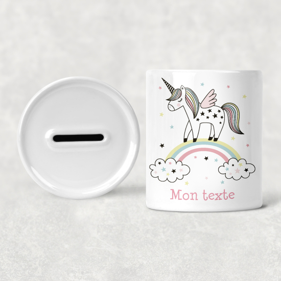 Salvadanaio per bambini personalizzato - Unicorno Arcobaleno