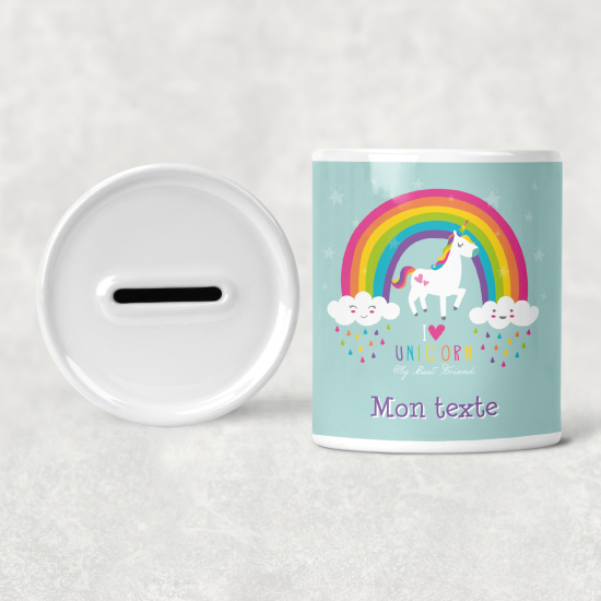 Salvadanaio per bambini personalizzato - Unicorno Arcobaleno