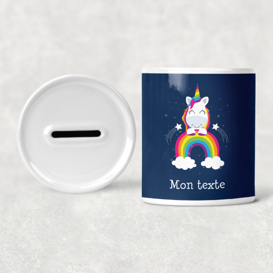 Salvadanaio per bambini personalizzato - Unicorno Arcobaleno