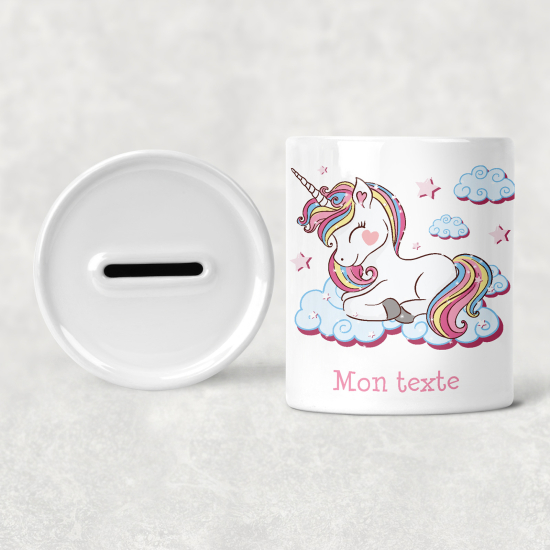 Salvadanaio per bambini personalizzato - Unicorno Nuvole