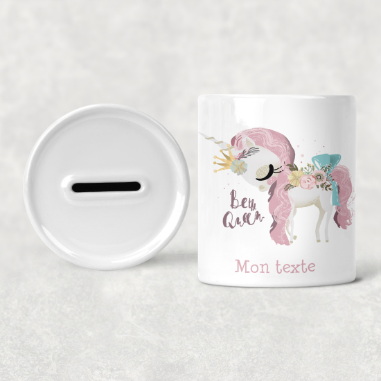 Salvadanaio per bambini personalizzato - Unicorno Sii la Regina