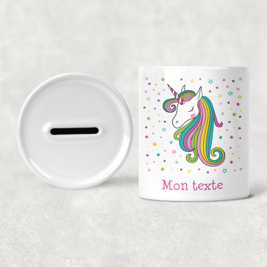 Salvadanaio per bambini personalizzato - Unicorno Stelle