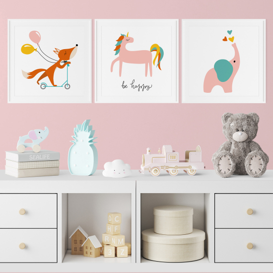 Set di 3 Poster per bambini - Animali