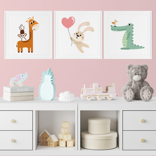 Set di 3 Poster per bambini - Animali