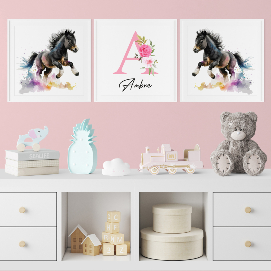 Set di 3 Poster personalizzato per bambini - Puledri