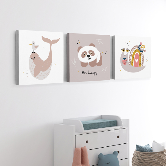 Set di 3 Tele per bambini - Animali