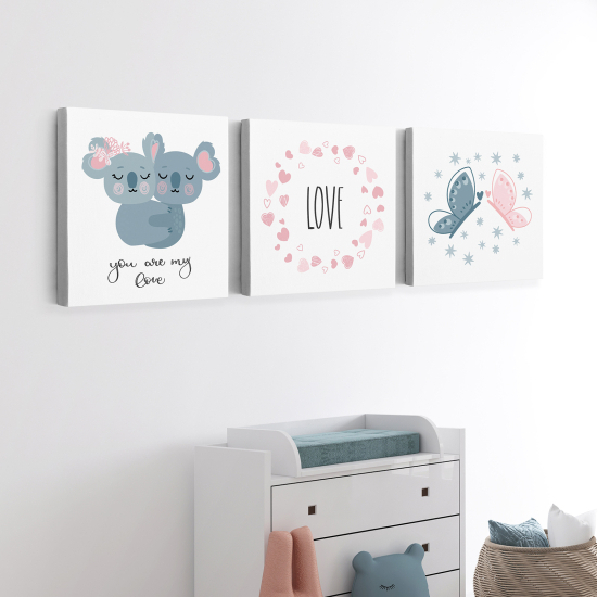 Set di 3 Tele per bambini - Koala Farfalle
