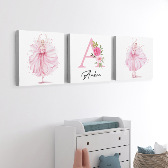 Set di 3 Tele per bambini personalizzate - Ballerine