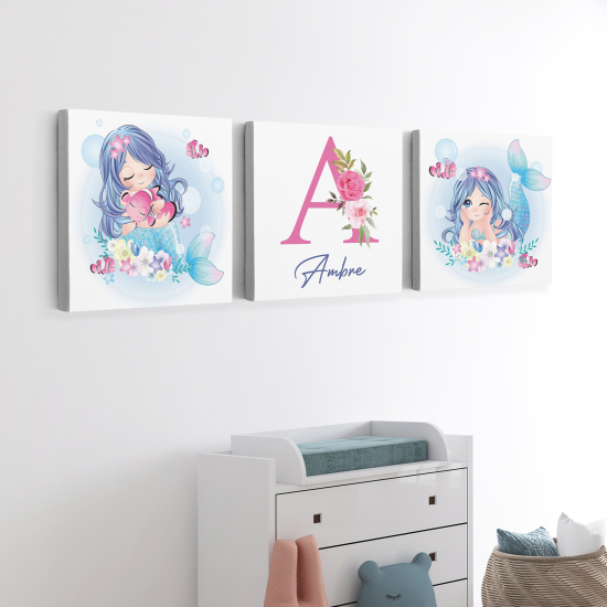 Set di 3 Tele per bambini personalizzate - Sirene