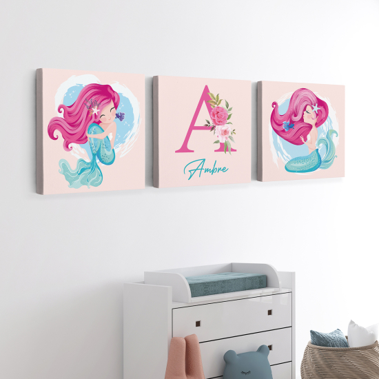 Set di 3 Tele per bambini personalizzate - Sirene
