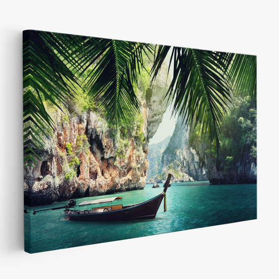 Stampa su tela - Barca paradisiaca da spiaggia in Thailandia