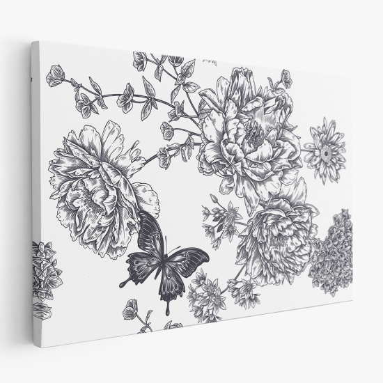 Stampa su tela - Fiori Farfalle